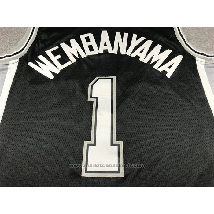 Maillot San Antonio Spurs Victor Wembanyama #1 Icon 2022-23 Noir